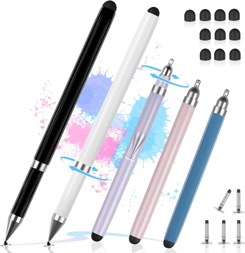 2-in-1 Stylus, Stylus Pen for Touchscreen, 5 PCS Stylus Pen for iPad, High Sensitivity & Precision Suitable for All Touch Screens of iPhone/ipad/A...