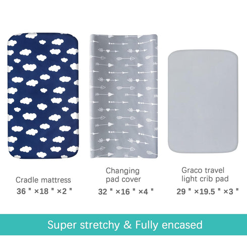 Changing Pad Cover, Diaper Changing Pad Covers 4 Pack, Fitted Baby Changing Table Sheets for 32''×16'' Change Table Pad, Cradle & Bassinet Sheets ...