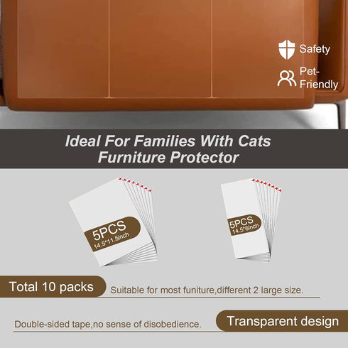 Anti Cat Scratch Furniture Protectors from Cats, 10 Pcs Cat Scratch Deterrent Tape, Couch Protector for Cats, Double Sided Sofa Anti Scratching St...