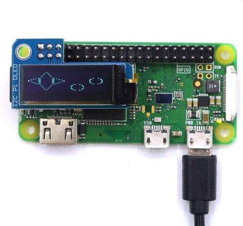 PiOLED 0.91inch OLED Screen Display Module I2C 128X32 Blue for 4B/3B/3B+/2B/B/Zero(Blue)...