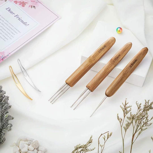 5 Pcs Dreadlocks Tool Set Includes 3 Pcs Dreadlocks Crochet 1 Hook 2 Hooks 3 Hooks Hair Weaving Needle Crochet, 2 Pcs Crochet Hair Tools Interlock...