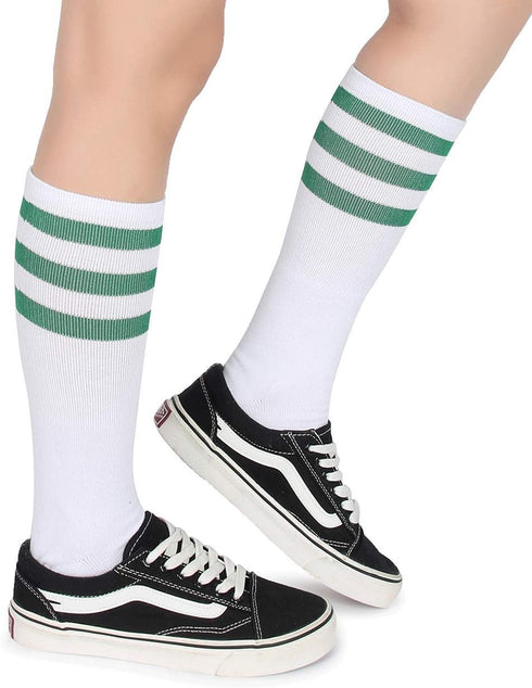 Pareberry Classic Triple Stripes Soft Cotton On the Calf Retro White Tube Socks...
