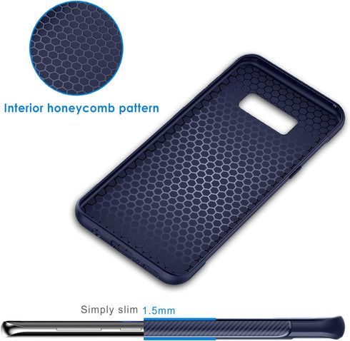 JETech Slim Fit Case for Samsung Galaxy S8, Thin Phone Cover with Shock-Absorption and Carbon Fiber Design (Blue)...