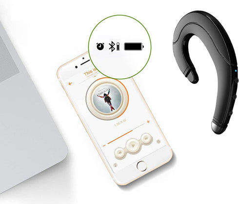 Ear Hook Bluetooth Headphone V5.0 with Mic, Painless Single Ear Wireless Headset 5 Hrs Playtime for Android Phones/iPhone X/8/7/6, Lightweight Non...