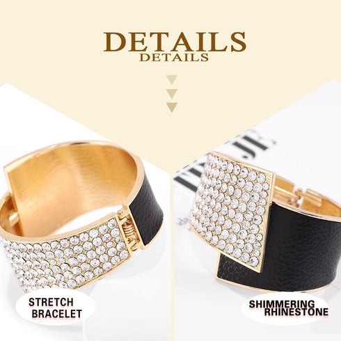 ELABEST Stylish Rhinestone Bracelet Cuff Bracelets Stretch Bracelets Sparkly Hand Chain Wedding Parties Jewelry Accessories for Women...