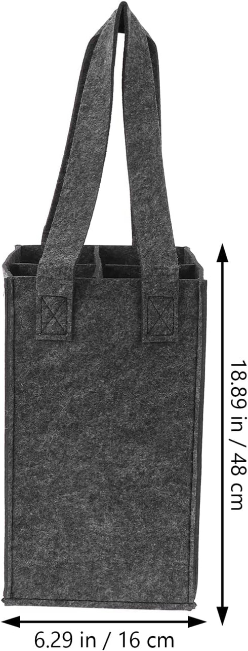 Foldable Tote Bag 4 Bottle Wine Carrier Tote Wine Bottle Bags Felt Wine Carrier Reusable Grocery Bags for Travel Camping and Picnic Dark Grey Coll...