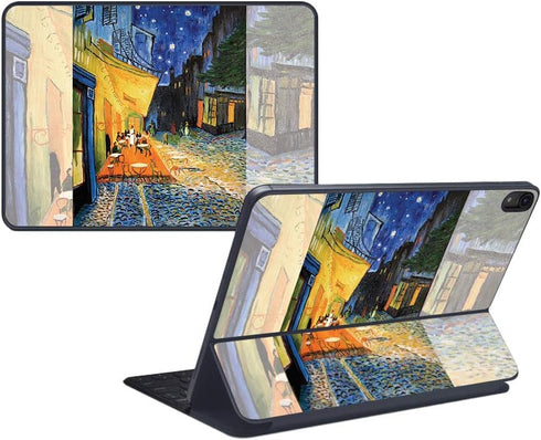 MightySkins Skin Compatible with Apple iPad Pro Smart Keyboard 11" (2018) - Cafe Terrace at Night - Protective, Durable, and Unique Vinyl Decal wr...