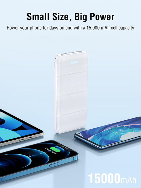 Portable-Charger-Power-Bank - 15000mAh Dual USB Power Bank Output 5V3.1A Fast Charging Portable Charger Compatible with Smartphones and All USB De...