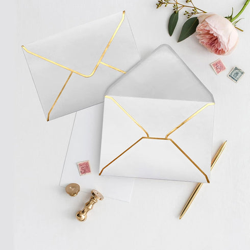 50 PCS Invitation Envelopes, 5x7 Envelopes for Invitations White Envelopes for 5x7 Cards A7 Luxury Envelopes Mailing Envelopes for Wedding, Gradua...