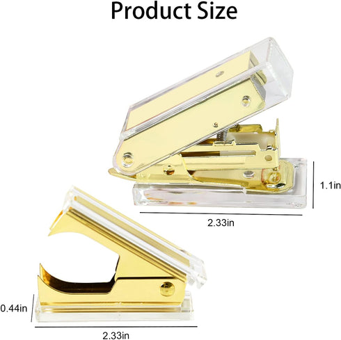 MultiBey Mini Gold Stapler with Staples, Acrylic Metal Desk Stapler with 26/6 Staples, 18 Sheets Capacity, Small Stapler for Women, Girls, Teenage...