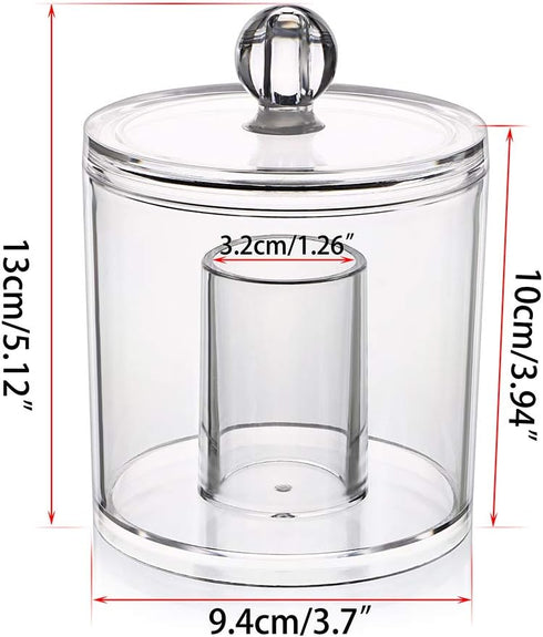 Hipiwe Cotton Ball and Swab Organizer with Lid Apothecary Acrylic Jar Makeup Qtip Organizer Bathroom Storage Canister Jar for Cotton Rounds Pads Q...
