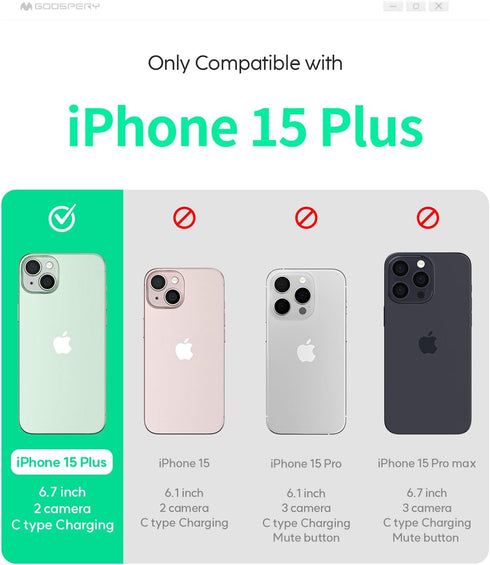 GOOSPERY Liquid Silicone Case Compatible with iPhone 15 Plus, Silky-Soft Touch Full Body Protection Shockproof Cover Case with Soft Microfiber Lin...