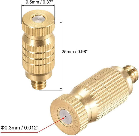Brass Misting Nozzle, 10 Pack High Pressure Spray Misting Nozzle 10/24 UNC Outdoor Anti-drip Fogging Spray Head Misting System Nozzle for Landscap...