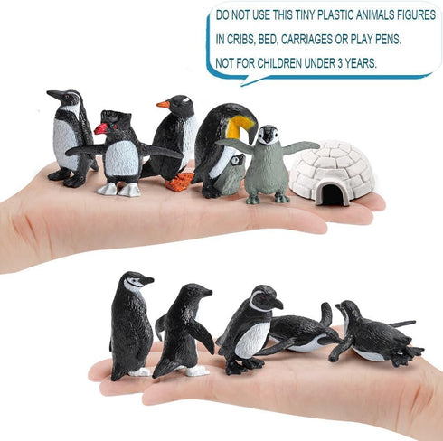 11PCS Realistic Penguin Figurines Toy Playset Mini Penguin Action Figures Polar Animal Educational Toy Penguin Cake Topper Decoration Christmas Bi...