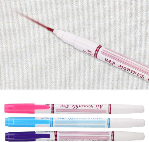3Pcs Fabric Marker Pen, Double Head Water Erasable Pen for Sewing Art DIY Tracing Embroidery Supplies...