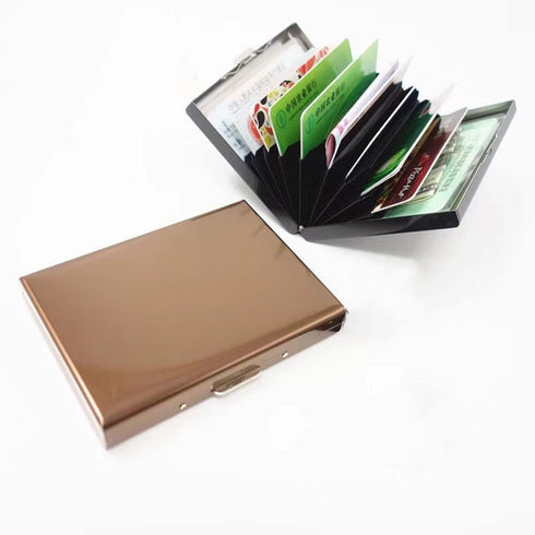 RFID BlockingStainless Steel Credit Card Holder, Men Women Metal Slim Wallet For Driver's License, ID Cards, Credit Cards, Or Business Cards (Rose...