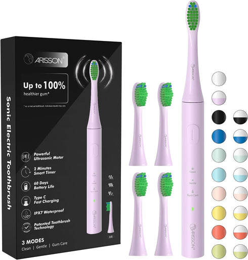 ARISSON Sonic Electric Toothbrush for Adults and Kids, 40,000 VPM Power Toothbrush, 1.5H Fast Charge Ultrasonic Electric Toothbrushes with 2 Minut...