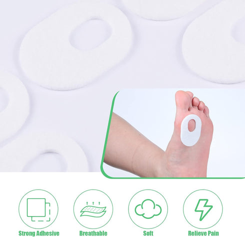 WILLBOND 60 Pcs Callus Pads Soft Felt Callus Oval Shape Corn Pads for Bottom of Foot Adhesive Foot Corn Pads for Men and Women Feet Toes Heel Pain...
