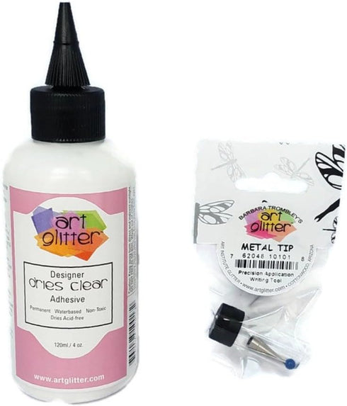 Glue Designer Dries Clear Adhesive 4 oz with Ultra Fine Metal Tip...