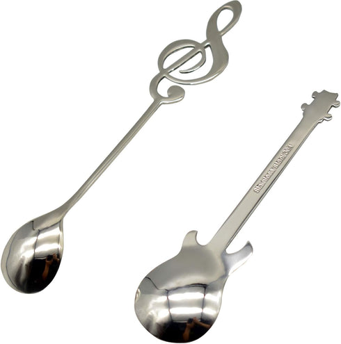 Maydahui 6PCS Guitar Spoons Music Note Teaspoon Set 18/10?304 ?Stainless Steel Musical Notation Dessert Spoon for Coffee Stirring Drink Mixing Mil...