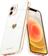 Teageo Compatible with iPhone 12 Case for Women Girl Cute Love-Heart Luxury Bling Plating Soft Back Cover Raised Full Camera Protection Bumper Sil...
