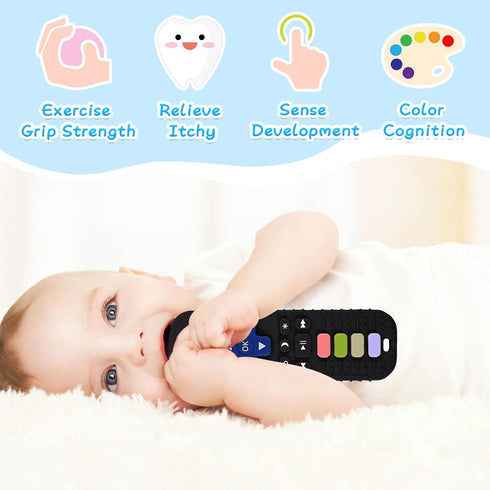 Kpblis Baby Teether Toys, 2 Pcs Remote Control Shape Teething Toys and Phone Shaped Teether for Baby, Silicone Teethers for Babies 6-12 Months, Ea...
