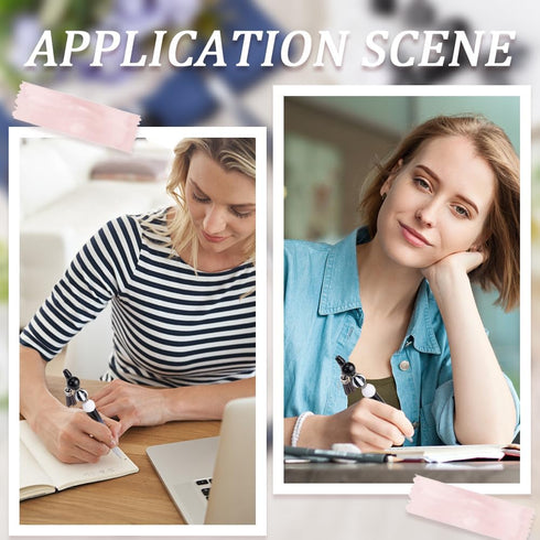 SUNNYCLUE DIY 12 Sets Beadable Pen with Beads Black White Acrylic Bead Pen Making Kit 20mm Rhinestone Bubblegum Beads Ballpoint Pens Beaded Pen Su...