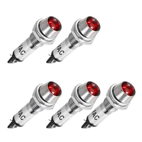 uxcell Indicator Light AC 110V, Red, Metal Shell Panel Mount 8mm 5/16" 5Pcs...