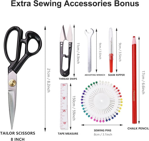 Talerluv Professional Sewing Fabric Scissors, Heavy Duty Sharp Tailor Haberdashery Shear with Fabric Pencil, Pins, Snips, Tape Measure, Seam Rippe...