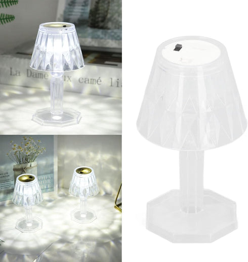Walfront Crystal Table Lamp, Bedside Lamp Bedside Bed Night Light Plastic Pretty Effects for Bedroom Home(Pure White)...