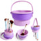 Makeup Brush Cleaning Bowl,3 in 1 Silicone Cosmetic Brush Cleaner Mat,Makeup Brush Cleaner Machine with Drying Holder Brush Cleaning Scrubber Dryi...
