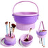Makeup Brush Cleaning Bowl,3 in 1 Silicone Cosmetic Brush Cleaner Mat,Makeup Brush Cleaner Machine with Drying Holder Brush Cleaning Scrubber Dryi...