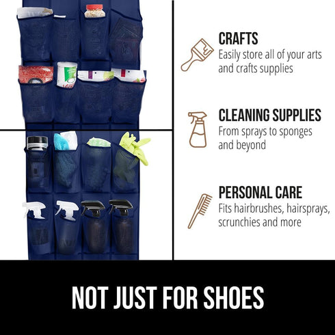 Gorilla Grip Slip Resistant Breathable Space Saving Mesh Large 24 Pocket Shoe Organizer, Up to 40 Pounds, Over the Door, Sturdy Closet Storage Rac...