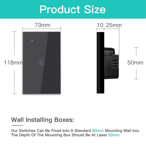 BSEED Smart Water Heater Switch,Work with Amazon Alexa,Google Assistant,WiFi Touch Switch with Smart Life APP Control and Timing Function,20A Blac...