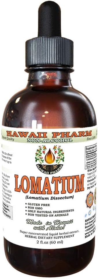 Lomatium Alcohol-Free Liquid Extract, Lomatium (Lomatium Dissectum) Dried Root Glycerite Hawaii Pharm Natural Herbal Supplement 2 oz...