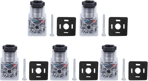 Hydraulic Solenoid Coil Plug, Solenoid Valve Coil,Transparent Voltage Universal Accessories with Light without Wire DC24 5Pcs...