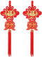 2 Pack Chinese Knot Tassel New Year Decoration Traditional Red Lucky Oriental Pendant Ornaments for New Year's Gifts, Chinese Spring Festival and ...