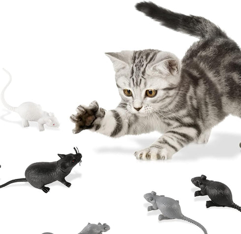 33 PCS Halloween Fake Mouse Toys, Realistic Plastic Mouse Figurines Simulated Big and Small Mouse Models for Halloween Party Decorations Joke Tric...