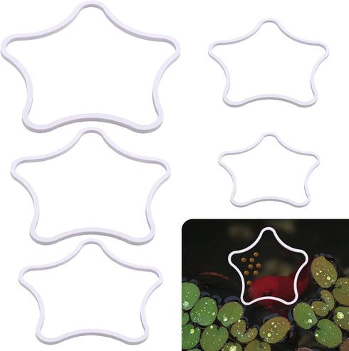 5pcs Aquarium Floating Plant Rings, Star-Shaped Fish Feeding Rings Foam Fish Tank Plant Corral Duckweed Isolation Circle Keep Plants in Place (Whi...