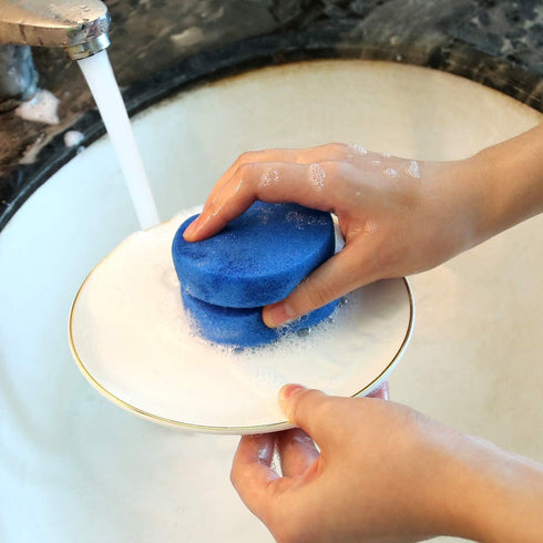 LUTER 4Pcs Paint Sponge Applicators, Double-Sided Round Artist Sponge Paint Brush for Painting, Arts and Crafts (3 Inch, Blue)...