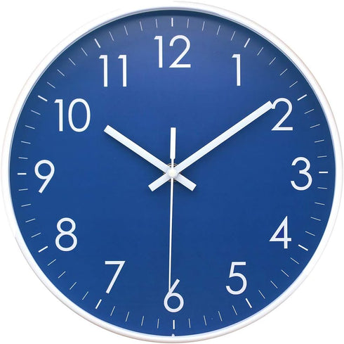 Wall Clock Battery Operated Indoor Non-Ticking Silent Quartz Quiet Sweep Movement Wall Clock for Office, Bathroom, Living Room Decorative 10 Inch ...