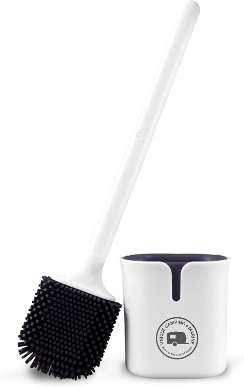 Unique RV Toilet Bowl Brush, Compact Design, Silicone Bristles, Won't Damage Toilets, No-Drip Holder, Wall Mount for Easy Storage on Travel Days, ...