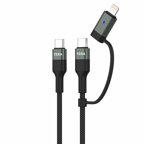 USB 2.0 USB-C to C with Lightning Adapter 2-in-1 Sync and Charge Cable, Black 6 ft...
