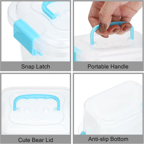 BTSKY 8 Pack Small Clear Plastic Storage Containers-4.5x3.3x2.7 Inch, Portable Mini Storage Box with Lid & Handle Multipurpose Craft Storage Conta...