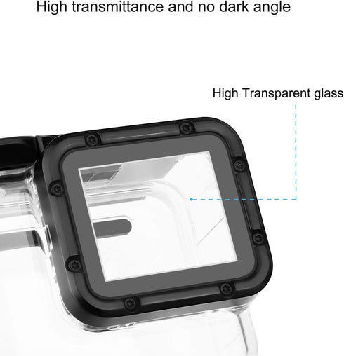 Waterproof housing case for GroPro Hero 5 6 7 Black action camera with underwater photography filters - Red, Light Red and Magenta; Straight-in De...