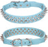 Spiked Dog Collar Soft Pu Leather Mushrooms Rivet Spike Studded Puppy Adjustable Cat Collars Light Blue XL...