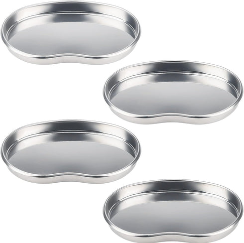 Dental Tray - Prgislew 4 Pack Kidney Trays Stainless Steel Tray Medium Emesis Basin Reusable Metal Kidney Dish for Dental Piercing Lab Instrument ...
