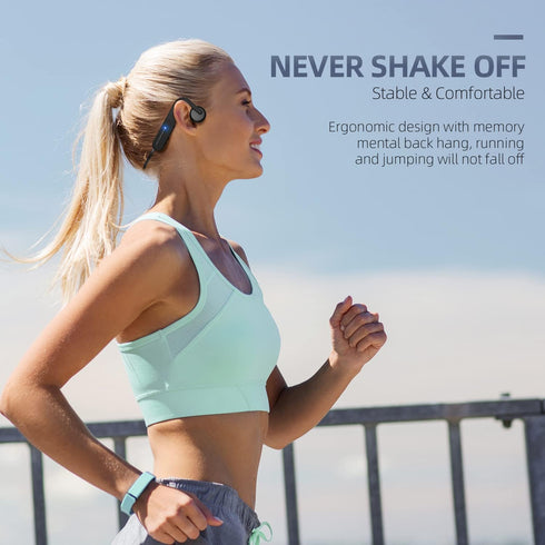 Open Ear Bone Conduction Earbuds,Bluetooth 5.3 Wireless Sport Headphones,Built-in Mic,10H Playtime,IPX65 Sweatproof Lightweight Earphones for Runn...