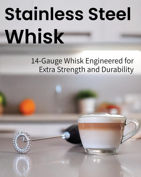 Elementi Electric Pink Milk Frother Handheld - Mini Whisk for Coffee, Matcha and Drinks - Portable Frother & Mixer with Stand - Pastel Pink...