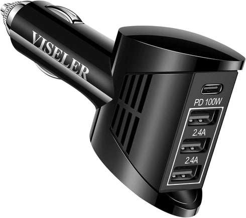 USB C Car Charger Adapter 124W, 4 USB Multi Port PD 100W Cigarette Lighter Car Charger Compatible with MacBook Pro Air, iPhone 14 13 Pro Max iPad ...